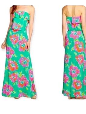 Lilly Pulitzer Strapless Floral Maxi Dress medium
